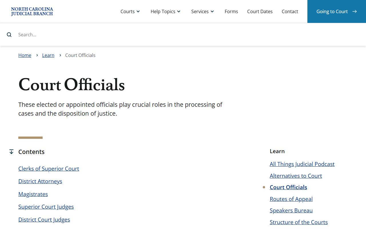 Orange County Clerk of Superior Court officials page