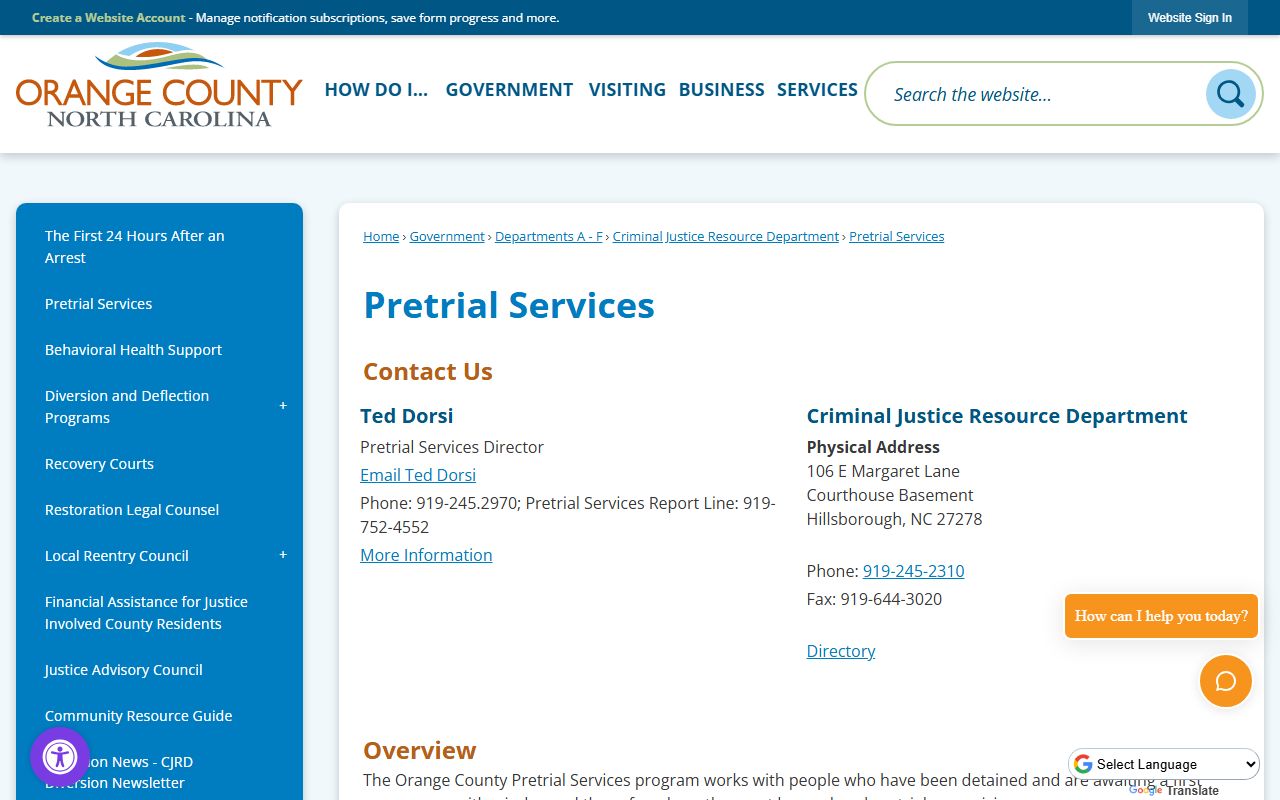 Orange County arrest records Pretrial Services charge review