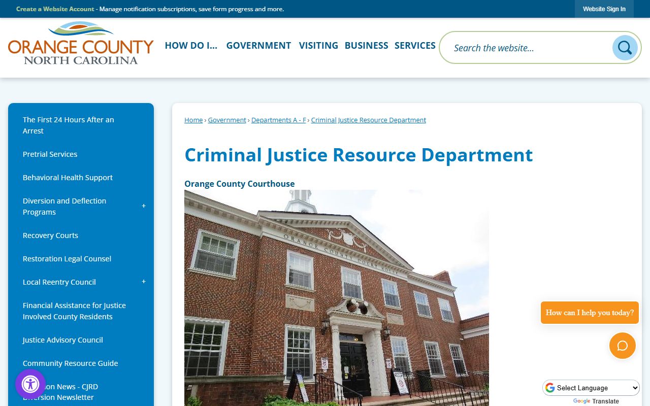 Orange County arrest records Criminal Justice Resource Department
