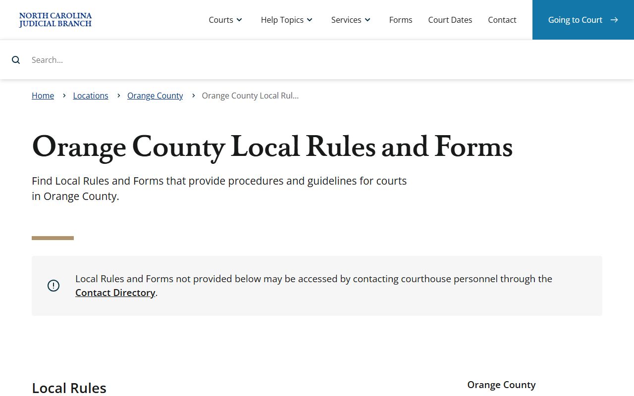 Orange County court dockets local rules and forms