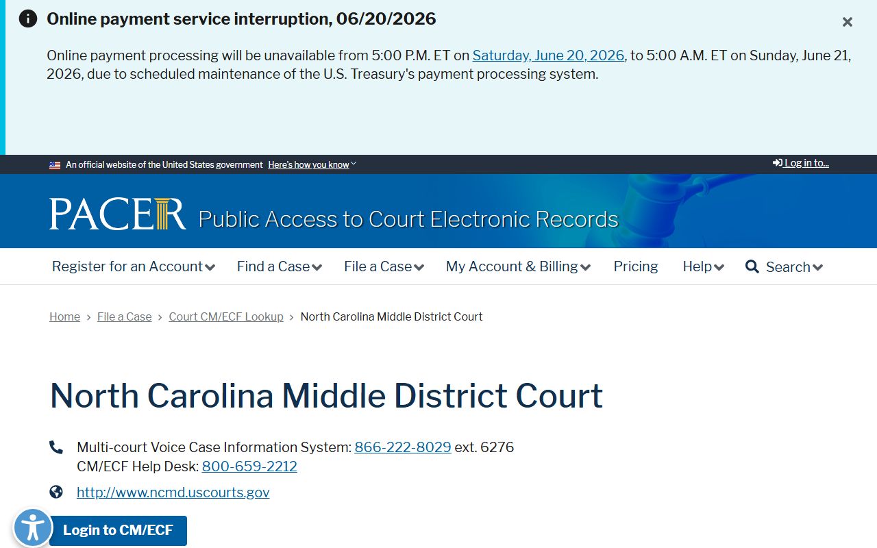Orange County court dockets PACER Middle District lookup