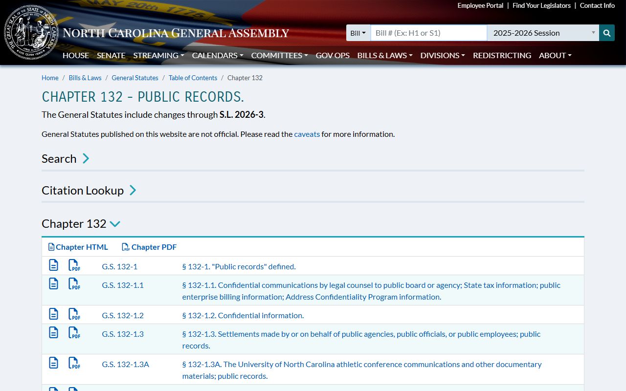 Orange County court records North Carolina public records statutes