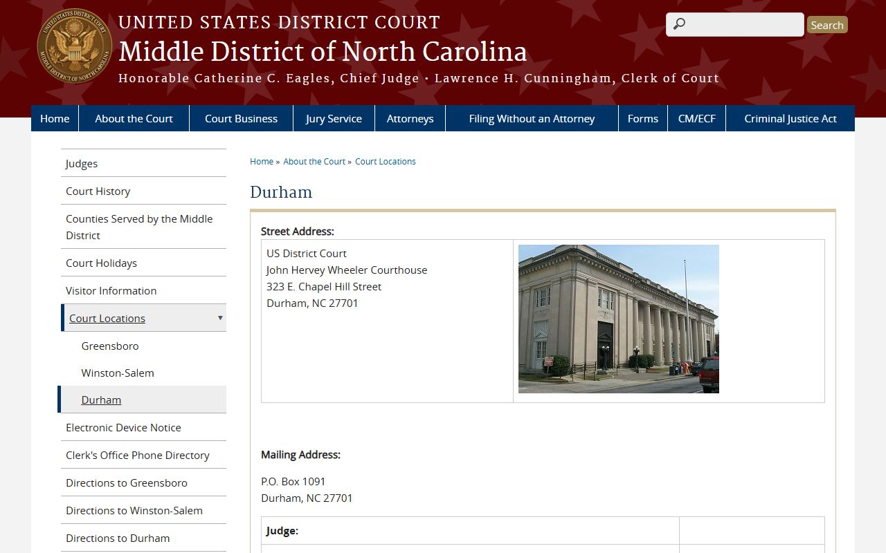 Orange County District Court Durham federal courthouse