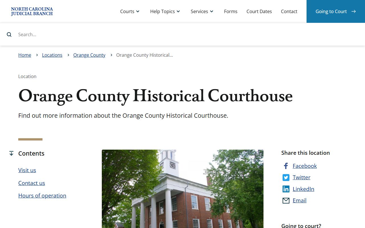 Orange County court records historical courthouse in Hillsborough