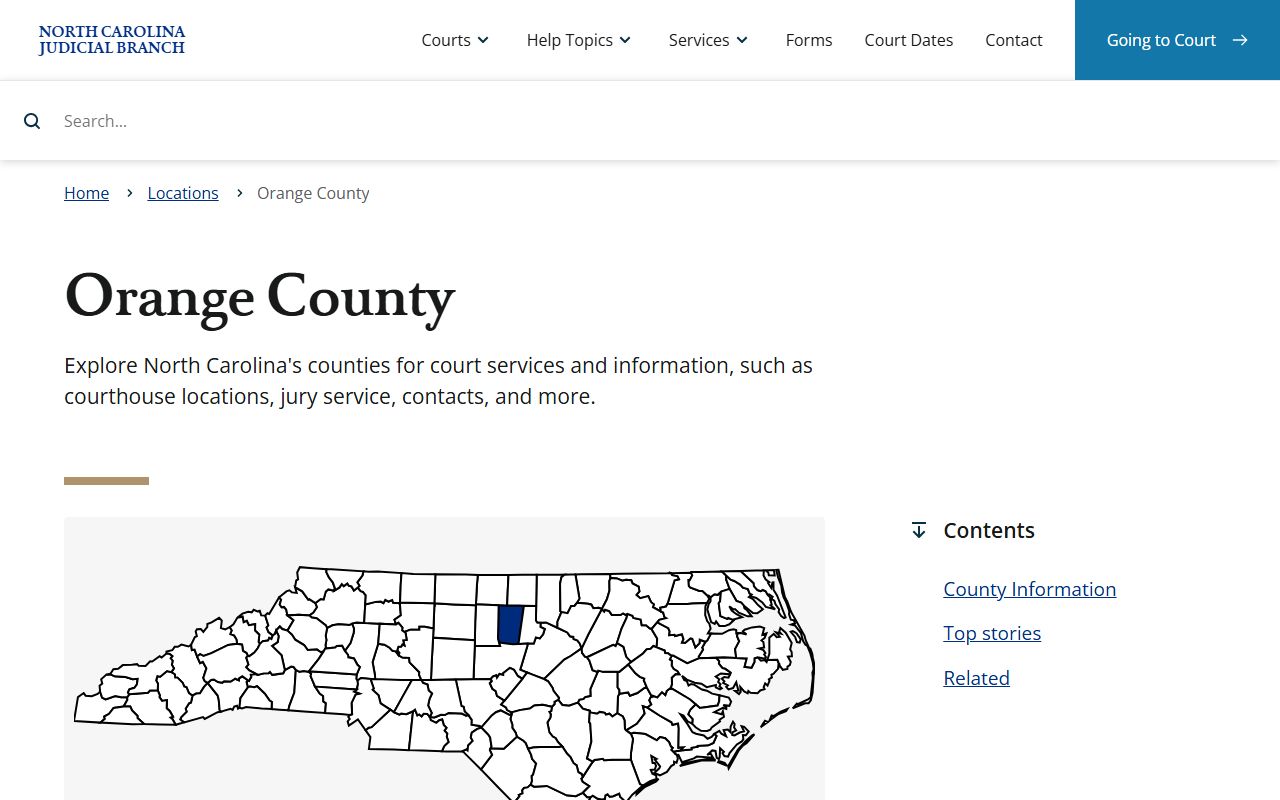 Orange County court records Judicial Branch landing page