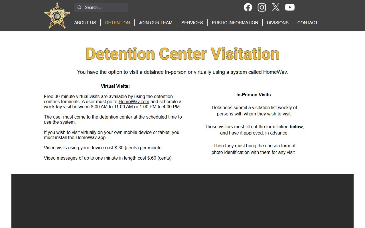 Orange County inmate records detention visitation source page